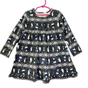 Hanna Andersson Girls' Holiday Nightgown Sz 4T Penguin &‎ Snowflake Pattern Gray